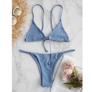 Brand new ZAFUL medium blue thong bikini